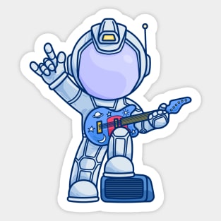 rock n roll astronaut holding guitar Sticker